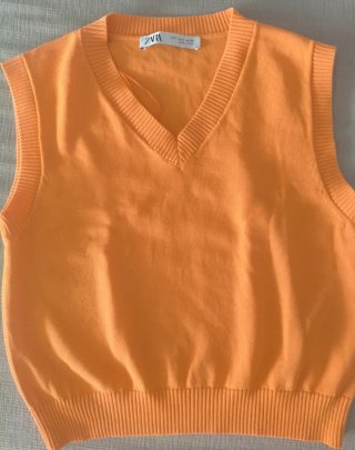 Chaleco de punto Zara naranja Talla S