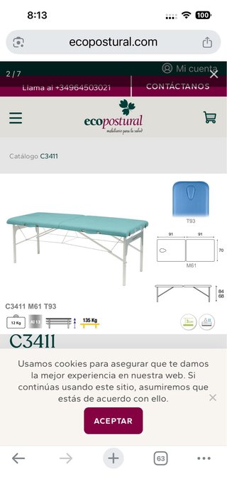 Camilla pegable masaje, ecopostural