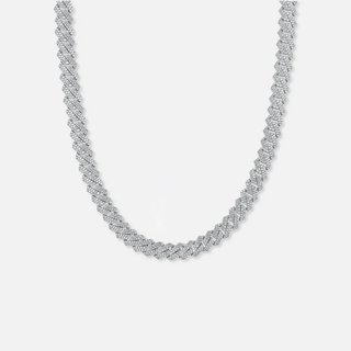Cadena CUBANA MIAMI PRONG Plata 925 - Iced Out