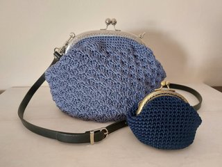 Bolso crochet vintage azul nuevo