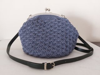 Bolso crochet vintage azul nuevo