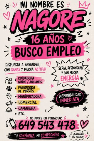 Busco trabajo chica 16 años