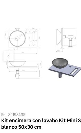 Kit encimera y lavabo - Mini Stone 50x30