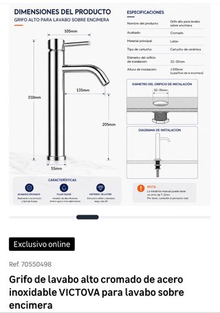 Encimera Stone 50x30 y grifo