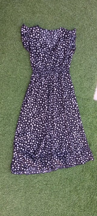 Vestido negro topos blancos talla L