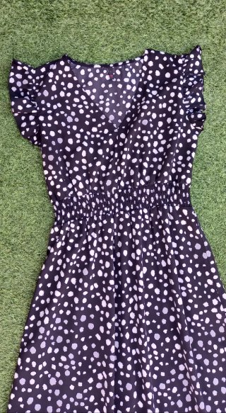 Vestido negro topos blancos talla L