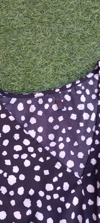 Vestido negro topos blancos talla L