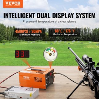 Compresor de Aire PCP, Compresor Portátil de Aire PCP 4500PSI/30Mpa con Convertidor Externo, DC12V, AC230V | Libre de Aceite y Agua | Compresor de Rifle de Aire de Parada Manual, Paintball y Tanqu...
