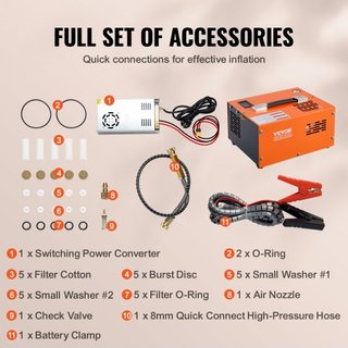 Compresor de Aire PCP, Compresor Portátil de Aire PCP 4500PSI/30Mpa con Convertidor Externo, DC12V, AC230V | Libre de Aceite y Agua | Compresor de Rifle de Aire de Parada Manual, Paintball y Tanqu...