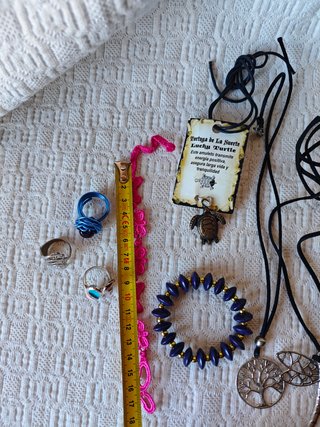 Pack 10 bisutería collares anillos pulsera amuleto