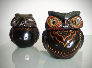 2 Gufi Ceramica Vintage Decorativi