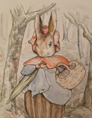 Acquarello Mamma Coniglio Beatrix Potter 1996