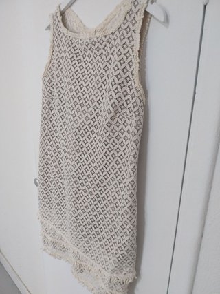 Vestido Alba Conde Talla 46 Encaje Crema