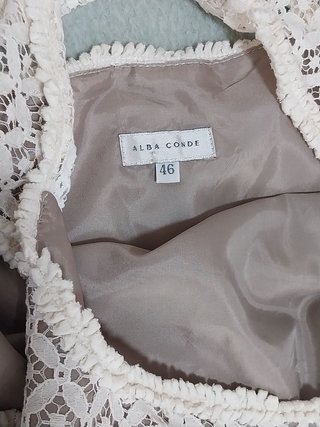 Vestido Alba Conde Talla 46 Encaje Crema
