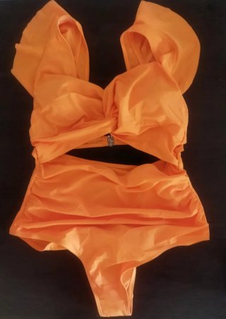 Traje de baño naranja damas una pieza