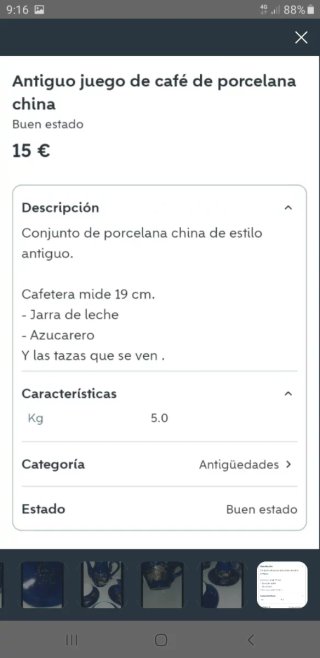 Antiguo juego de café de porcelana china