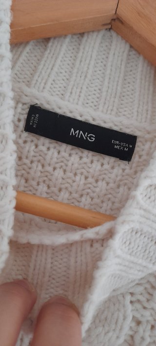 Jersey Mango punto trenzado cuello alto