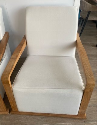 Poltrone di design in legno massello e rivestimento bianco