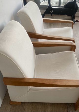 Poltrone di design in legno massello e rivestimento bianco