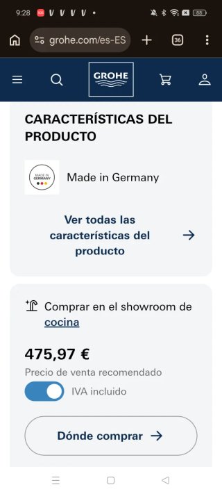 Grifo Cocina Grohe Minta Extraíble Plata