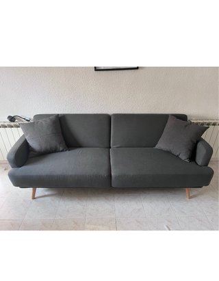 Sofá cama gris de tela Maisons du Monde