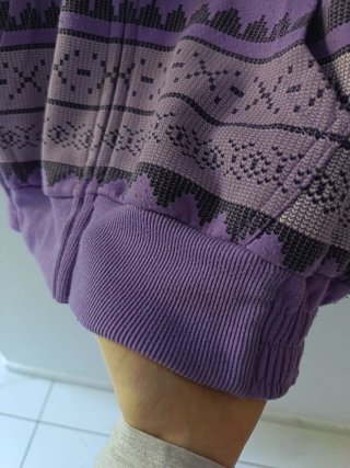 Felpa con cappuccio viola e beige