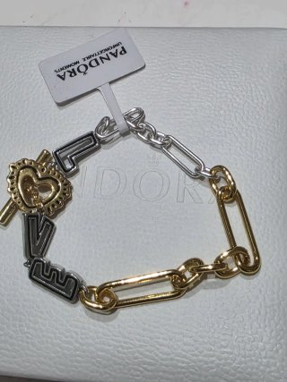 Pulsera Pandora LOVE Corazón y Llave Oro/Plata