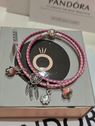 Pulsera Pandora Doble Rosa y Plata