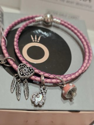 Pulsera Pandora Doble Rosa y Plata