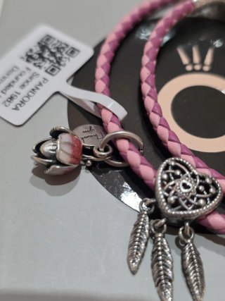 Pulsera Pandora Doble Rosa y Plata