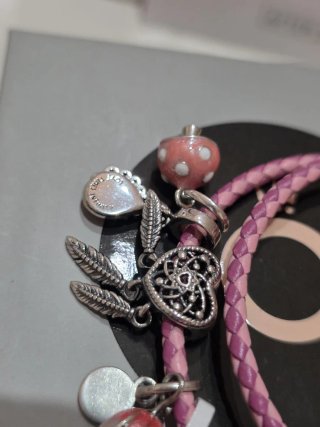 Pulsera Pandora Doble Rosa y Plata