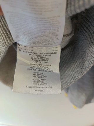 Felpa grigia e gialla con cappuccio