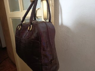 Bolso Piel Cocodrilo Marrón