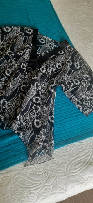 Blusa gasa estampada negra y blanca T.38