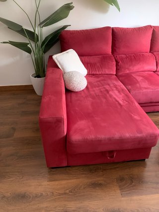 Sofá modular rojo de ante