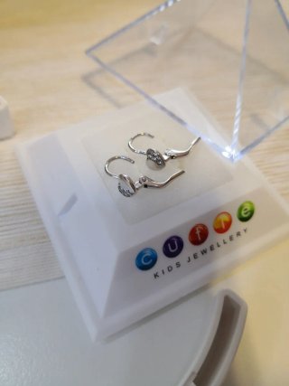 Pendientes Corazón Oro Blanco Diamantes niña