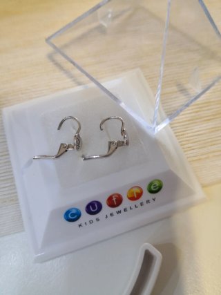 Pendientes Corazón Oro Blanco Diamantes niña