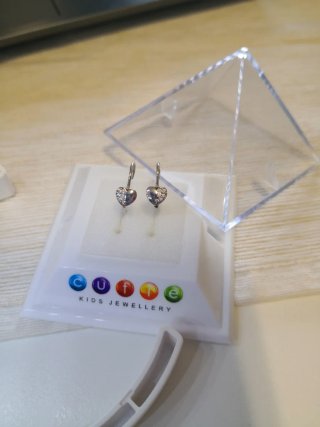 Pendientes Corazón Oro Blanco Diamantes niña