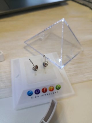Pendientes Corazón Oro Blanco Diamantes niña