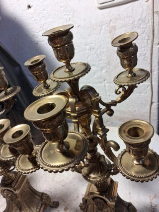 +100 AÑOS PAREJA CANDELABROS BRONCE B E