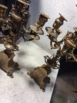 +100 AÑOS PAREJA CANDELABROS BRONCE B E