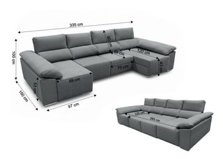 MEGA SOFA CAMA 335CM CON 2 BAULES PARA ALMACENAR