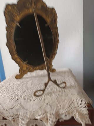 Espejo de tocador antiguo bronce