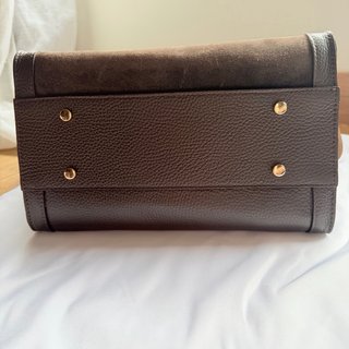 Bolso tote piel y antelina marrón