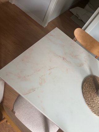 Tavolo da Pranzo Effetto Marmo Rosa