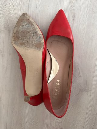 ZENDRA Zapatos Tacón Piel Rojo Talla 37