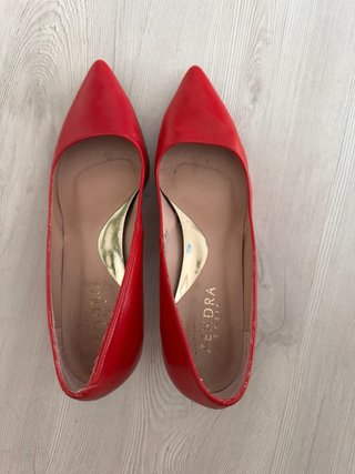 ZENDRA Zapatos Tacón Piel Rojo Talla 37