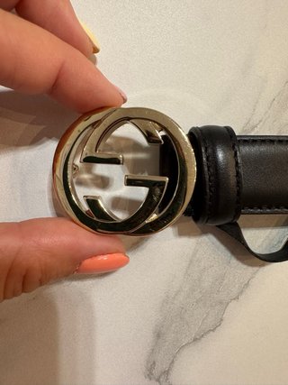 Cintura Gucci Donna Pelle Nera Fibbia Oro
