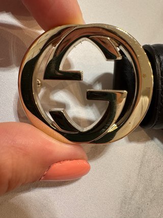 Cintura Gucci Donna Pelle Nera Fibbia Oro