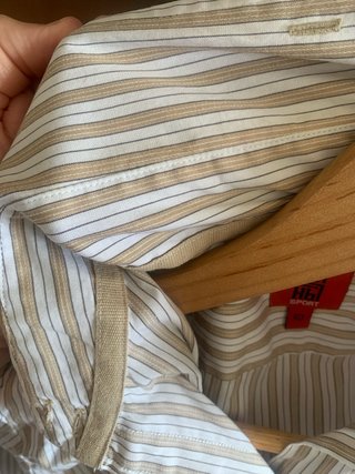 Camisa Pedro del Hierro rayas beige y blanco